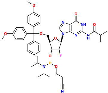 (image for) MC082403 5'-O-DMT-2'-fluoro-N2-isobutyryl-2'-deoxy-guanosine 3'-CE phosphoramidite